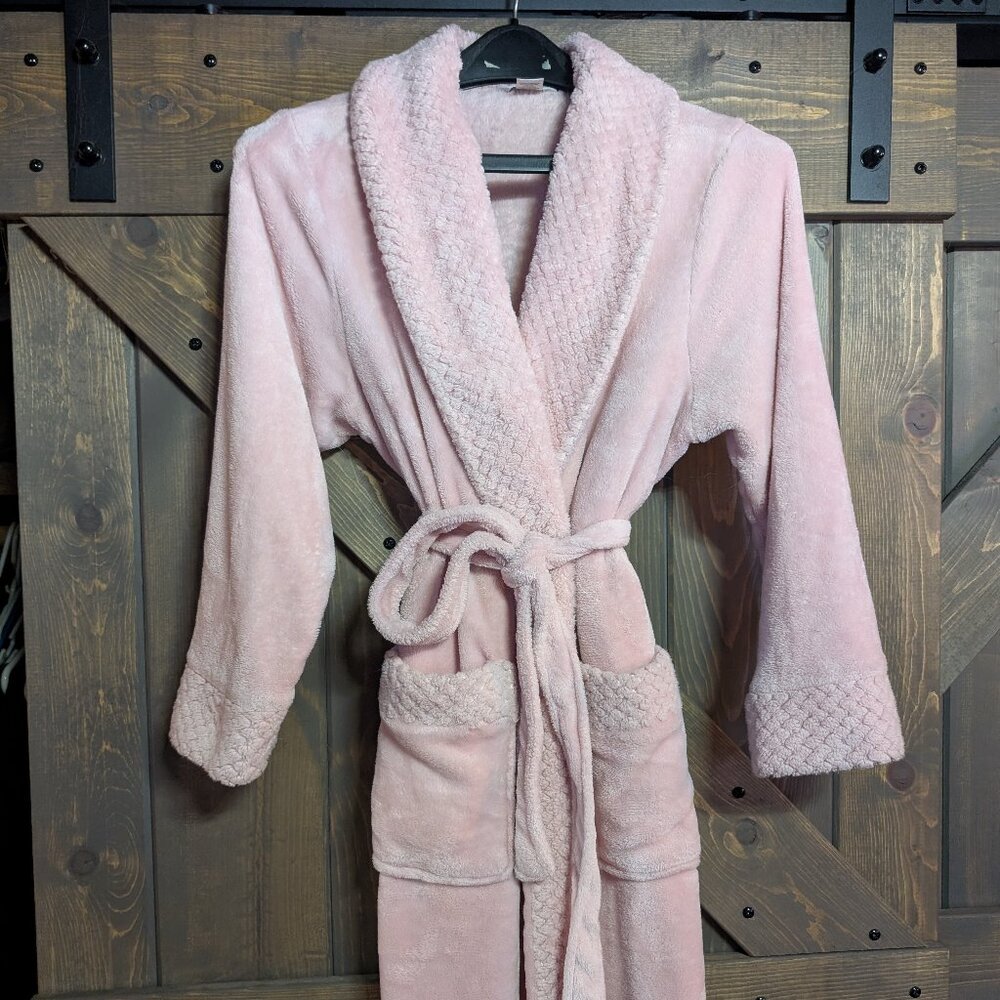 Liz Claiborne ultra plush light pink full length robe size L